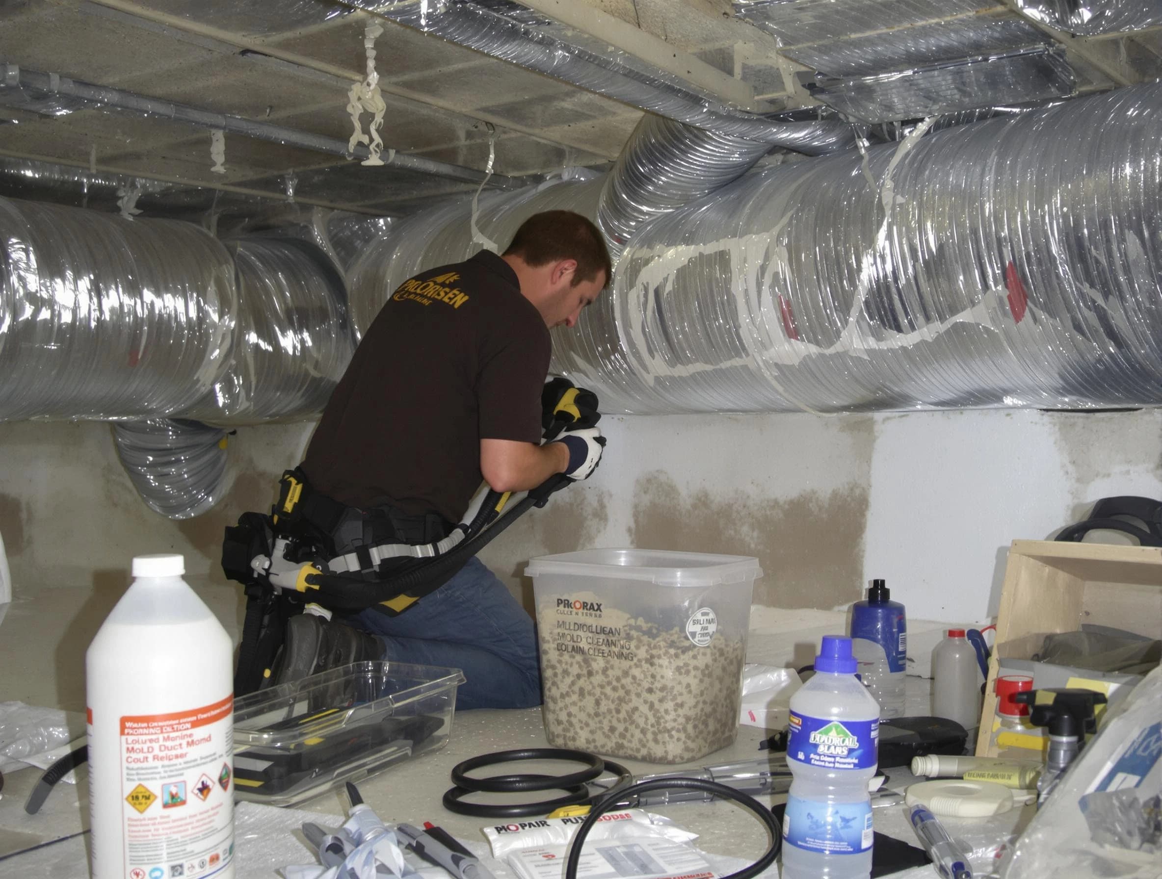 Brookhaven Air Duct Cleaning specialist performing professional mold removal from air ducts in Brookhaven