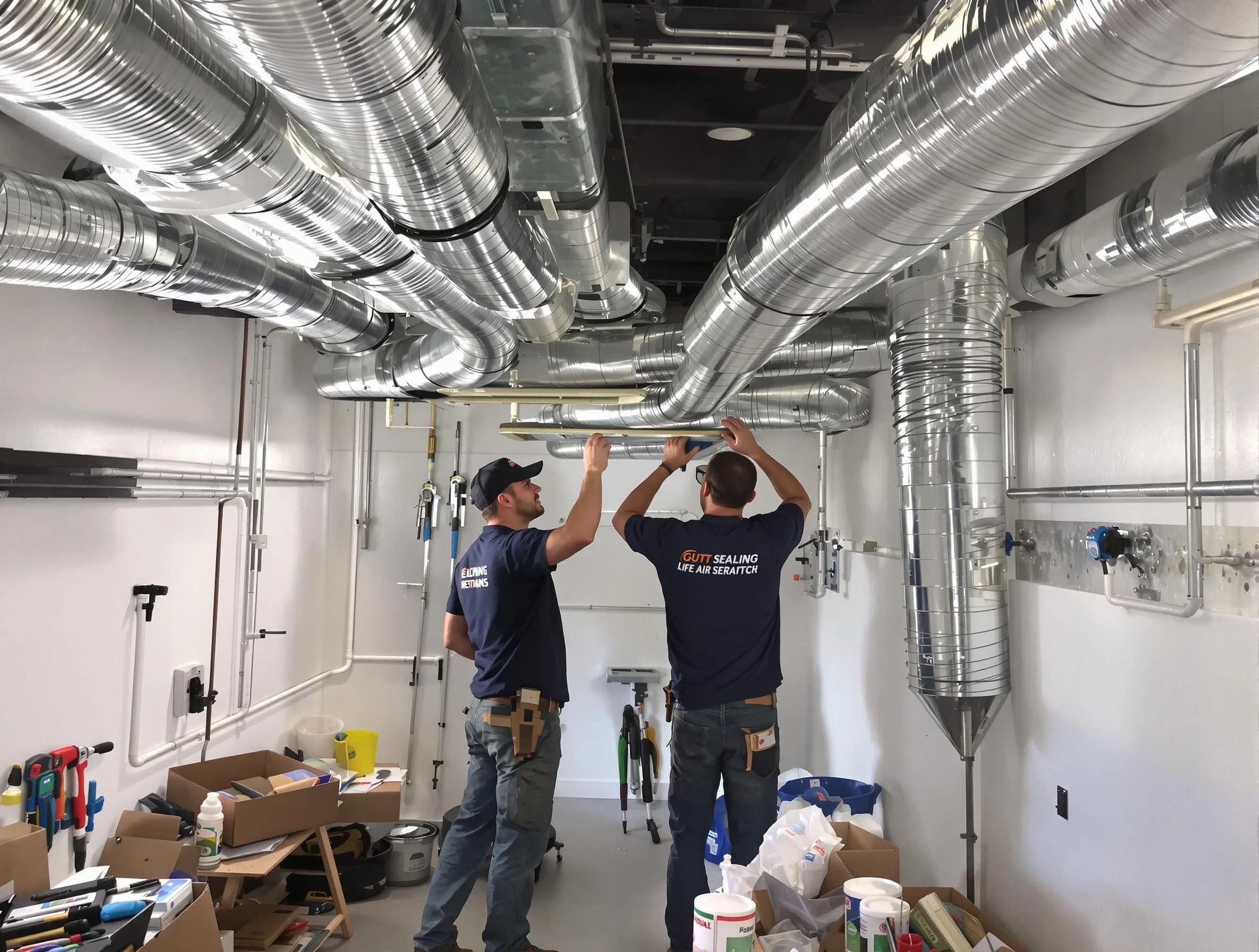 Brookhaven Air Duct Cleaning technician applying professional duct sealing solutions in Brookhaven