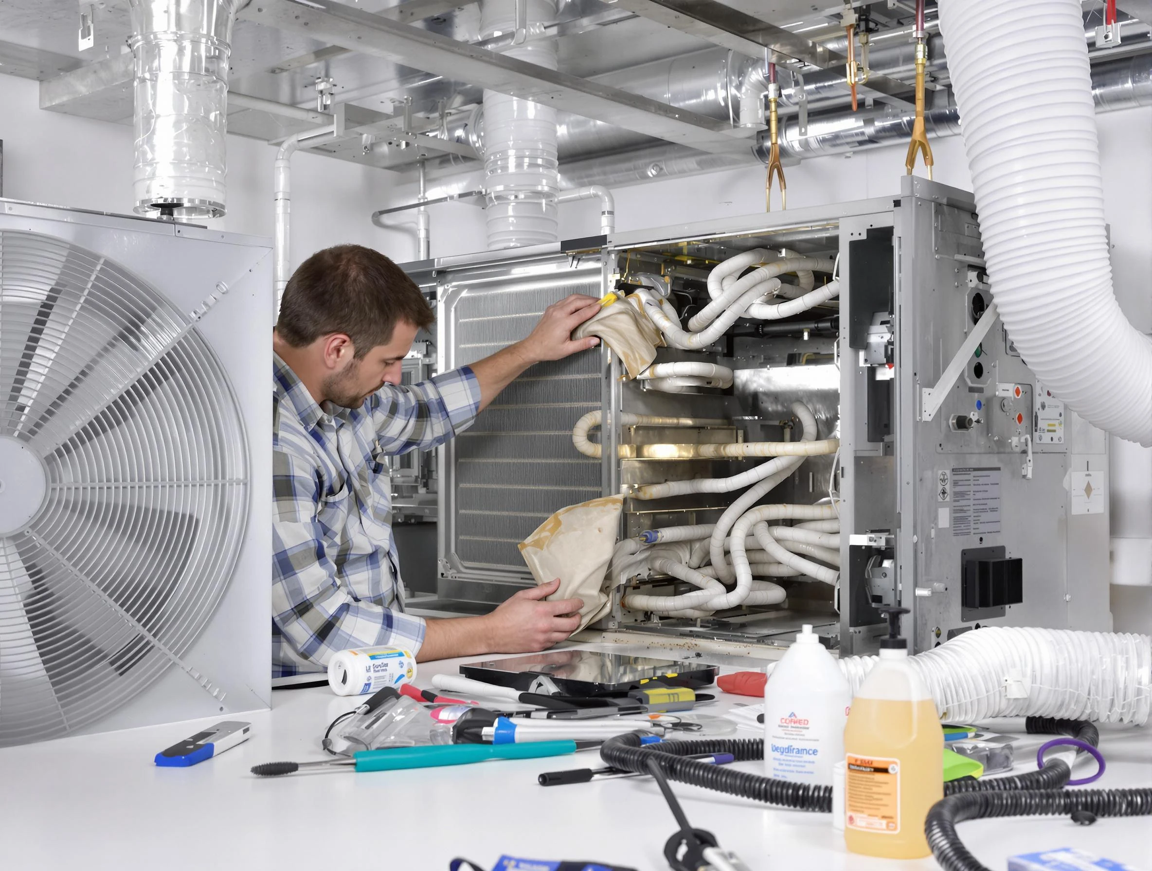 Brookhaven Air Duct Cleaning specialist performing precision AC coil cleaning in Brookhaven