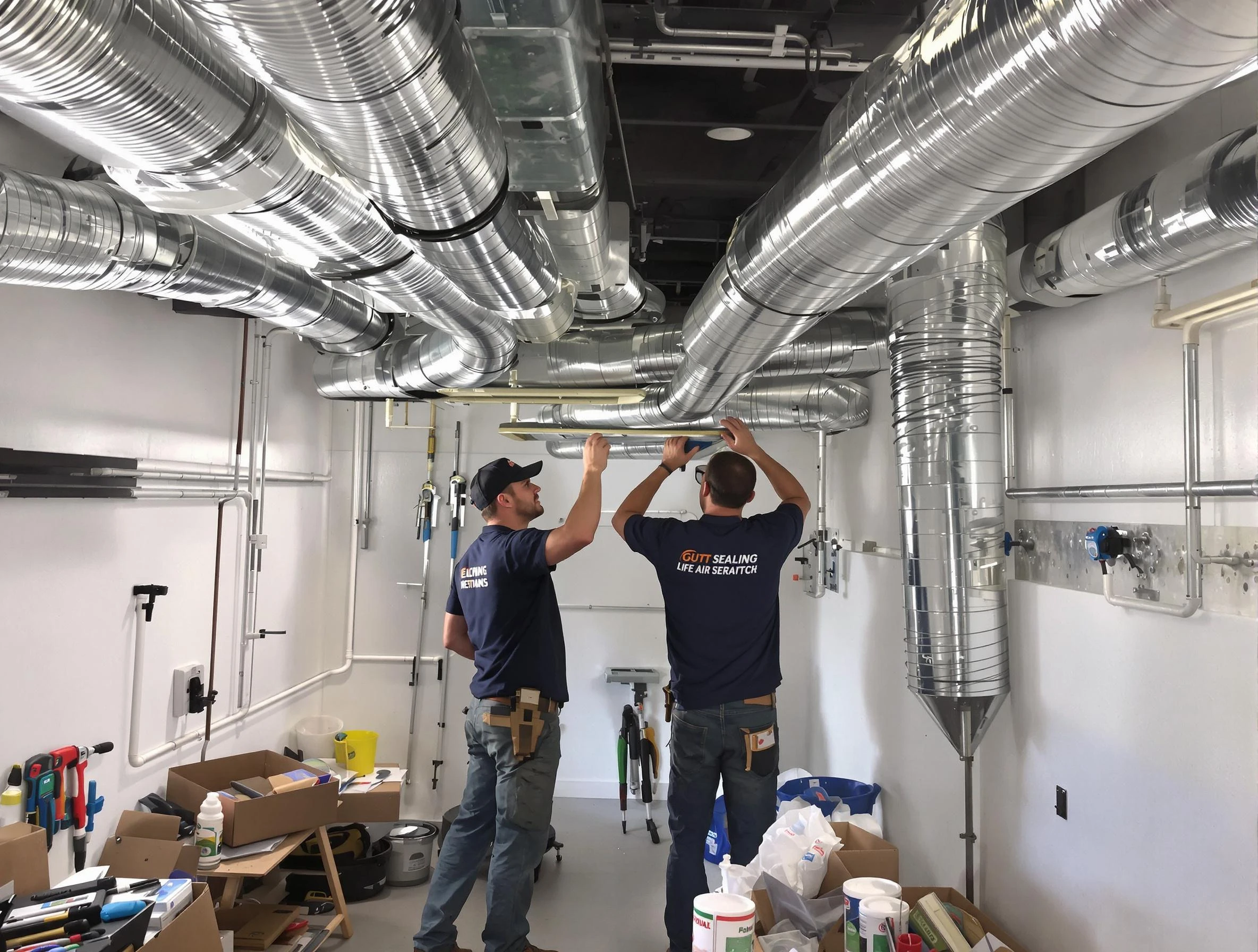 Brookhaven Air Duct Cleaning technician applying professional duct sealing solutions in Brookhaven